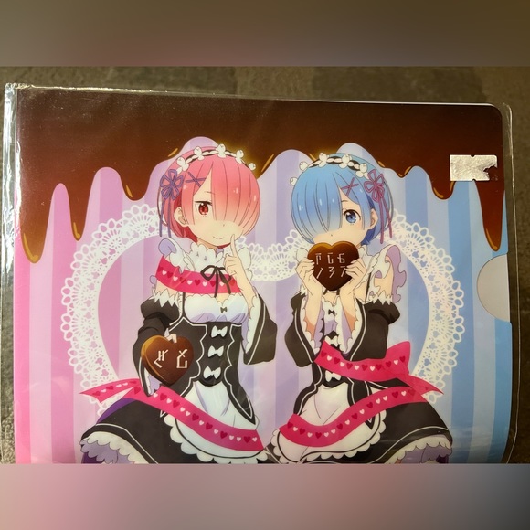 Re:Zero Ram & Rem Choco Clear File Folder Plastic Anime Japan Exclusive Official - Picture 3 of 7
